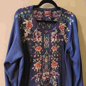 Johnny Was Cotton Xlg embroidery Womens Shirt